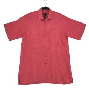 Scott Barber Red Linen Shirt Size L 100% Linen Summer Casual Resort‎ EUC